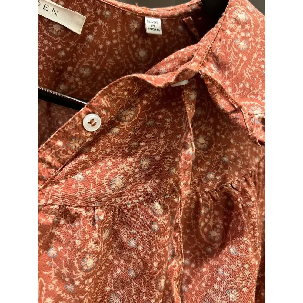 Doen Floral Billi Jean Blouse Size XS Rust Tamarillo Prairie Paisley Casual - Picture 11 of 11